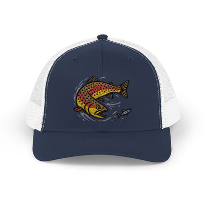 Rainbow trout snapback trucker hat
