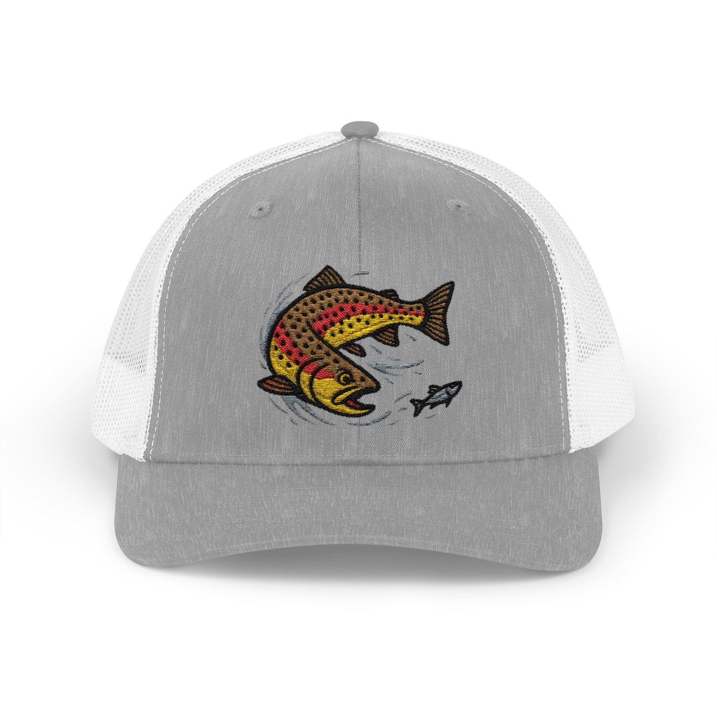 Rainbow trout snapback trucker hat