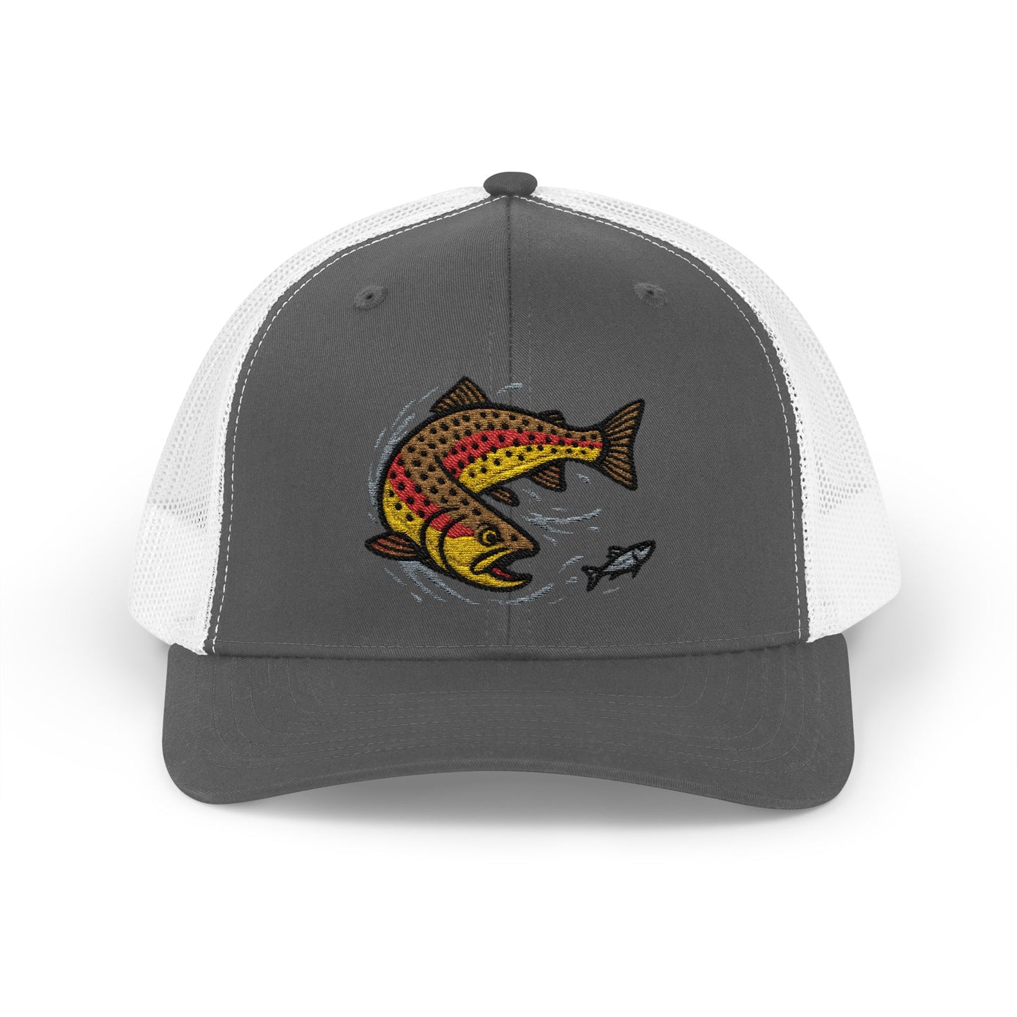 Rainbow trout snapback trucker hat