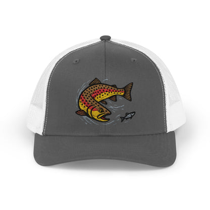 Rainbow trout snapback trucker hat
